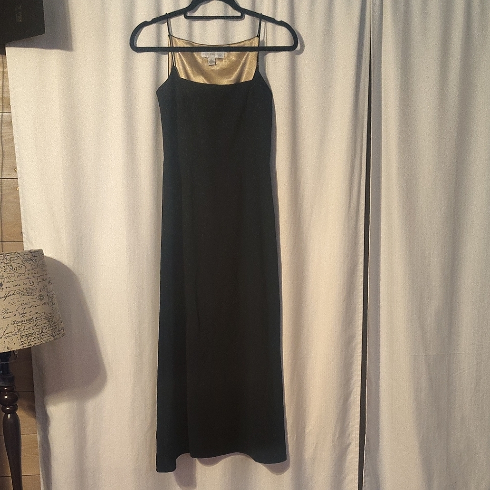 Petite Sophisticate Black and Gold Dress